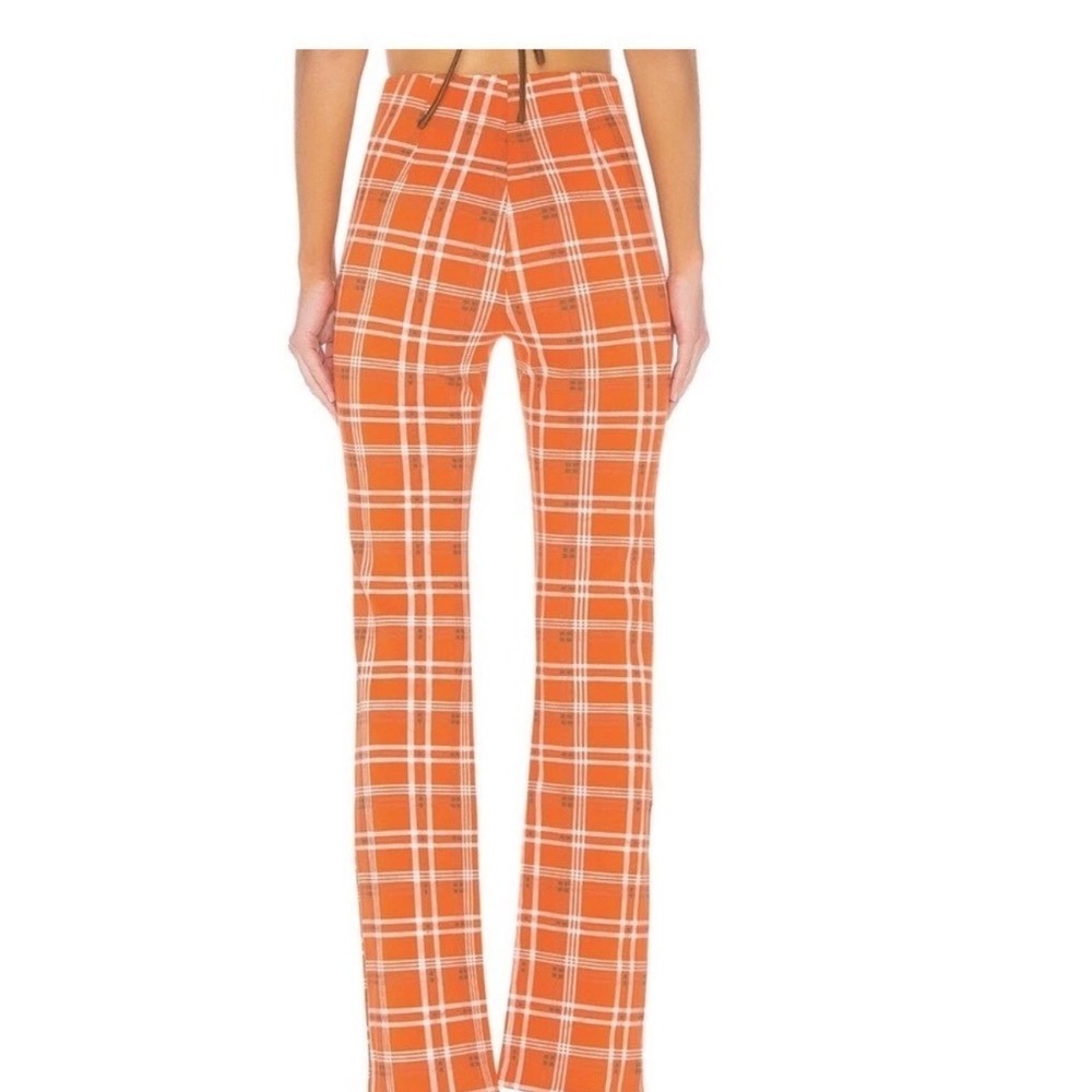 I.AM.GIA Orange Polaris Plaid High Waisted Flare Pants Exposed Zip Slim Fit S - Picture 5 of 15
